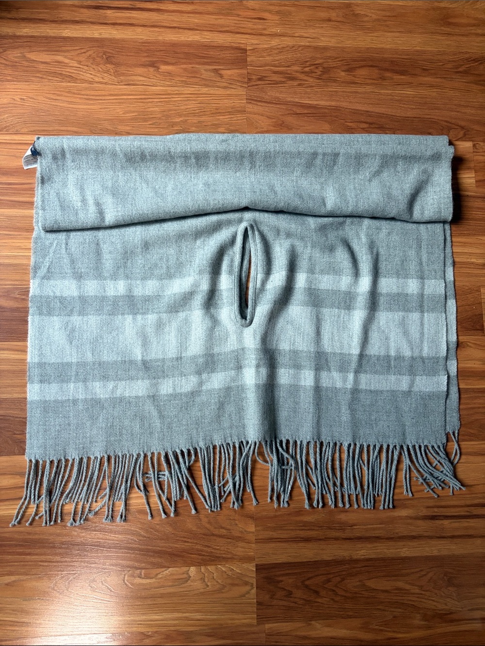 J. Crew Soft Light Gray Striped poncho Shawl with Fringe